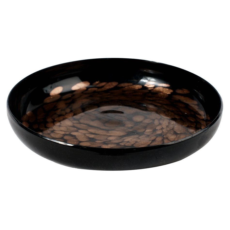 Decorative tray Dorn, black/brown, H5cm, D31cm
