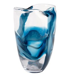Vase Dansk L, glass, transparent/blue, H28cm, D21cm
