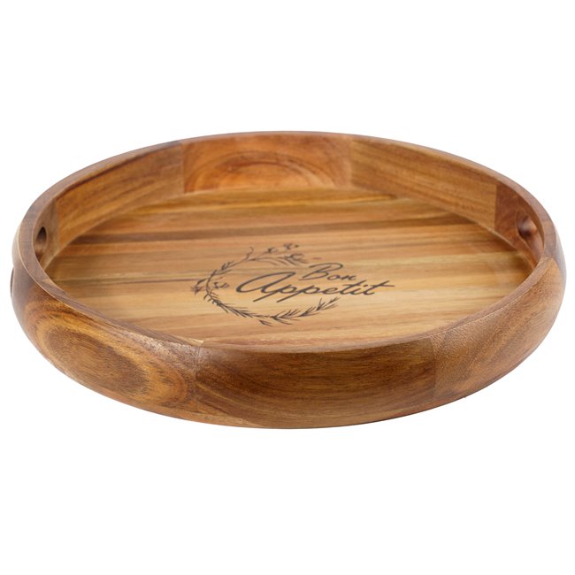 Acacia wood tray BON APPETIT, H4.8cm, D36.5cm