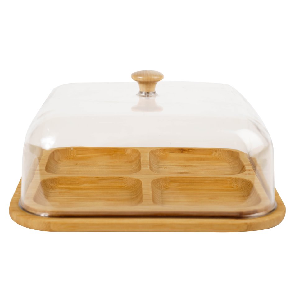 Bamboo plate Fridy w lid, H13.5x24.5x24.5cm
