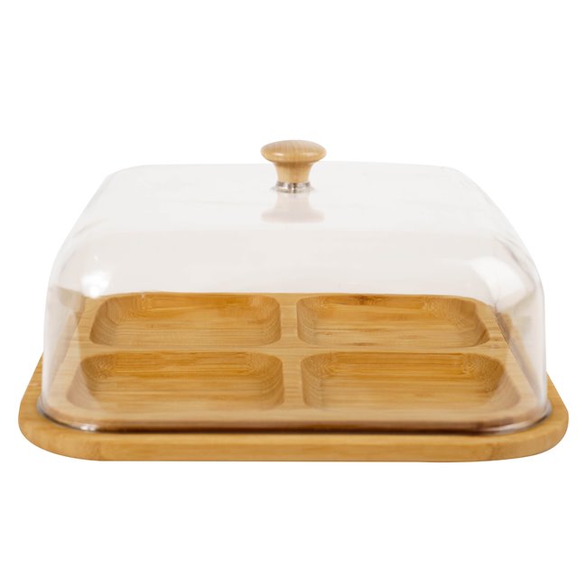 Bamboo plate Fridy w lid, H13.5x24.5x24.5cm