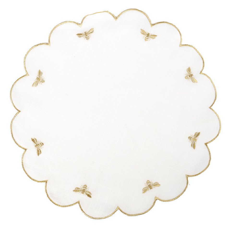 Placemat Paigton, white/gold color, D38cm
