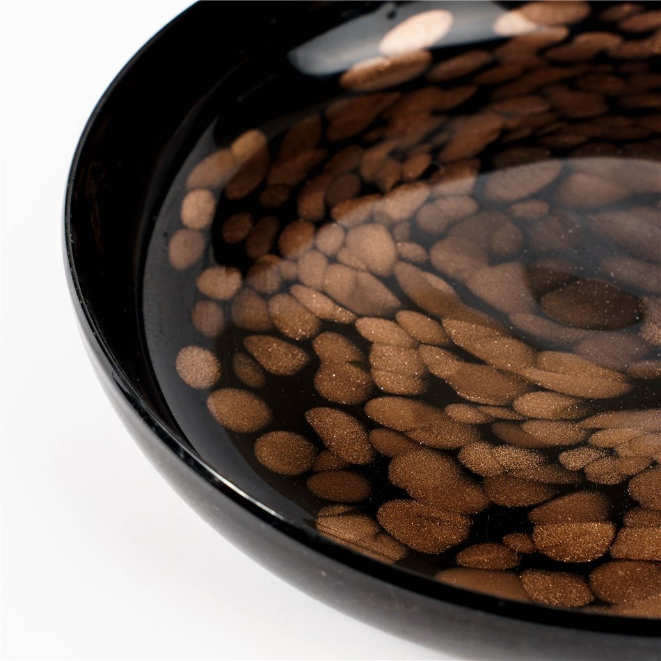 Decorative tray Dorn, black/brown, H5cm, D31cm