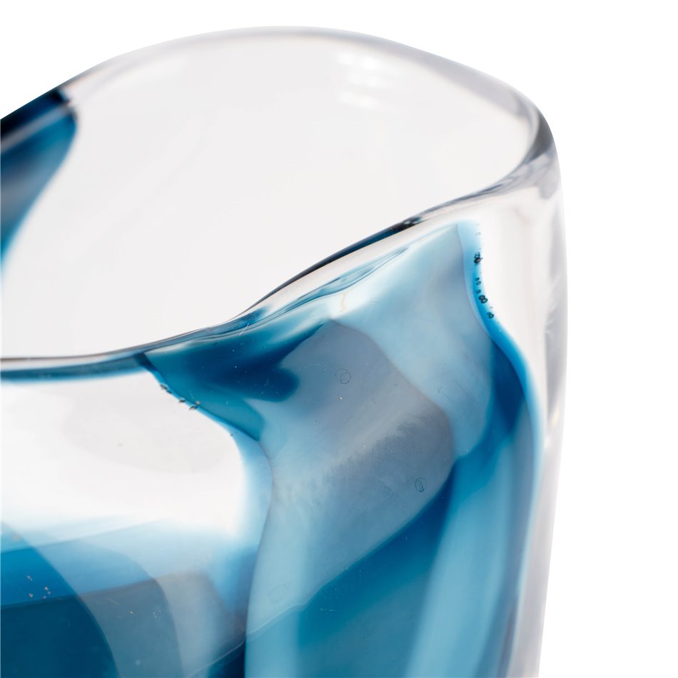 Vase Dansk L, glass, transparent/blue, H28cm, D21cm