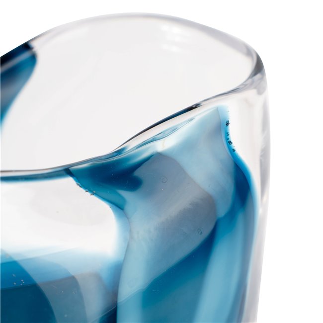 Vase Dansk L, glass, transparent/blue, H28cm, D21cm