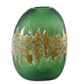 Vase Dorian, glass, green/gold color, H25.5cm, D19cm