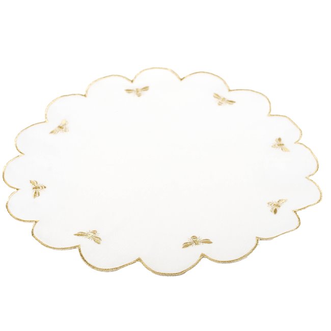 Placemat Paigton, white/gold color, D38cm