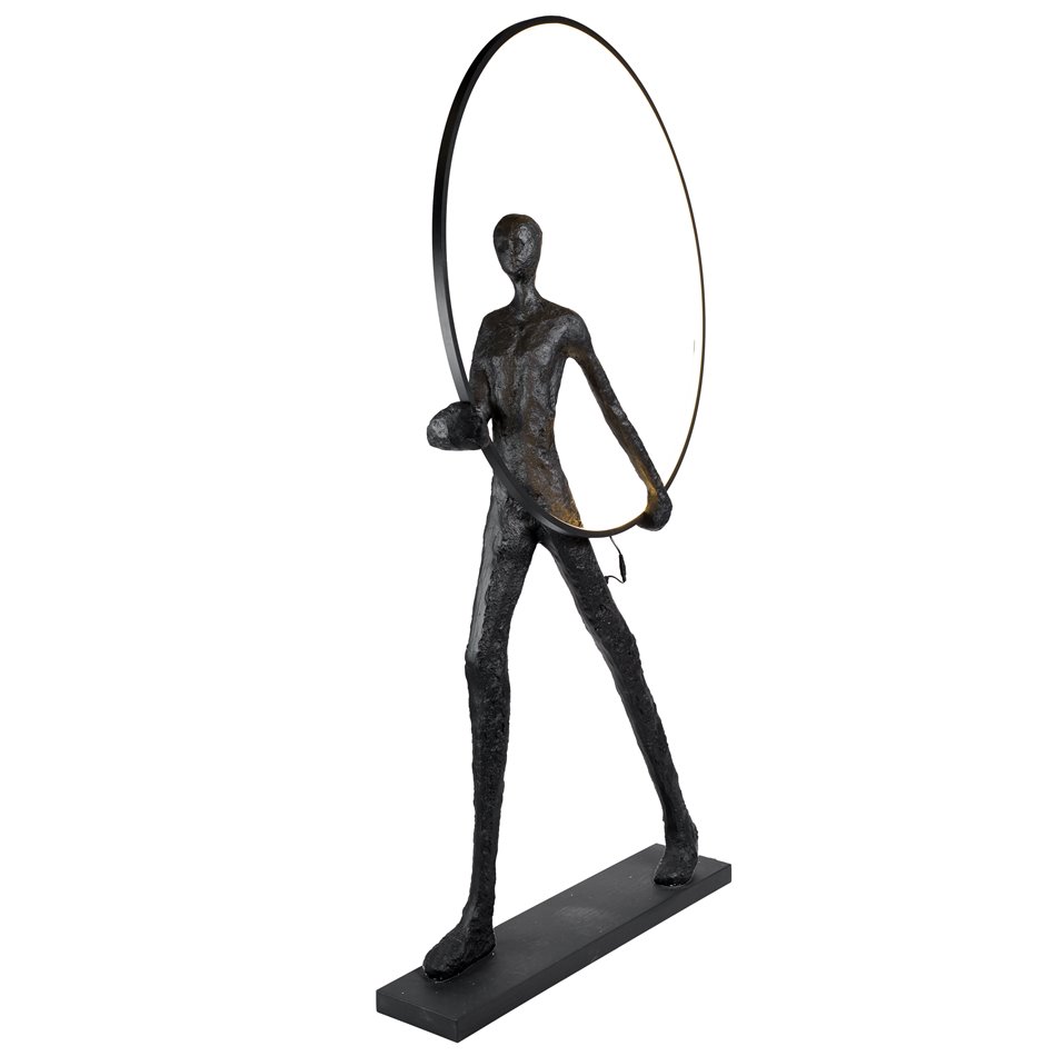 Floor lamp Haiger, black/white, H180x105x20cm, LED 62W, 3000K