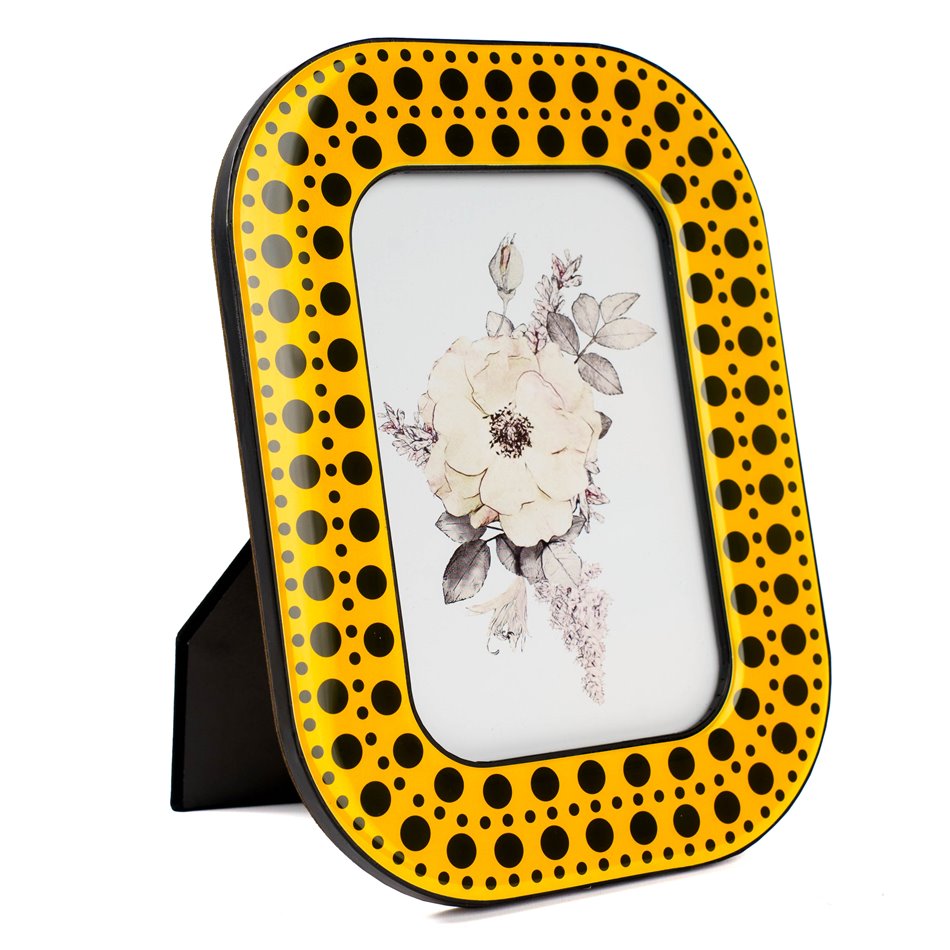 Photo frame Keita, yellow/black, 13x15cm photograph, H20.5x15.5x11cm
