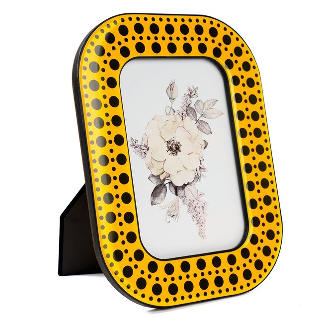 Photo frame Keita, yellow/black, 13x15cm photograph, H20.5x15.5x11cm