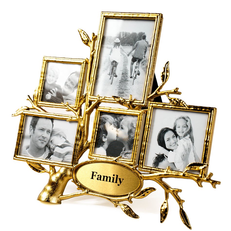 Photo frame Klods x5, gold color, 4.8x4.8/7x4.8/ 6.2x8.8/6.2x6.2cm photograph, H20x24x12cm