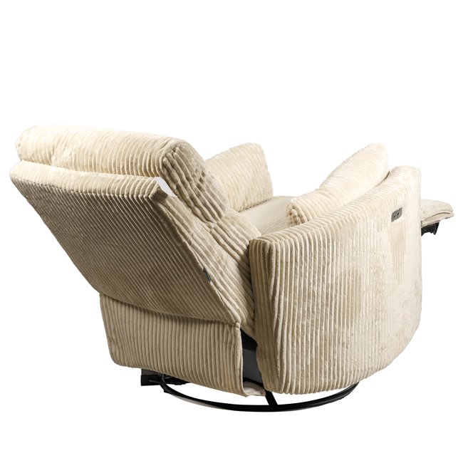 Electric recliner/rocking chair Hoka 01, beige, rotatable 180 degrees, H89-106x101x98-168cm, seat height 50-57cm