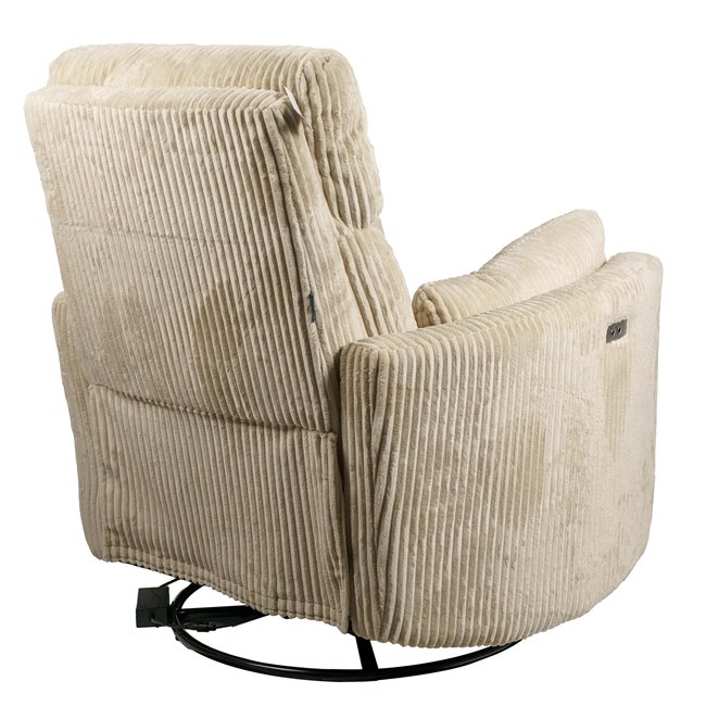 Electric recliner/rocking chair Hoka 01, beige, rotatable 180 degrees, H89-106x101x98-168cm, seat height 50-57cm