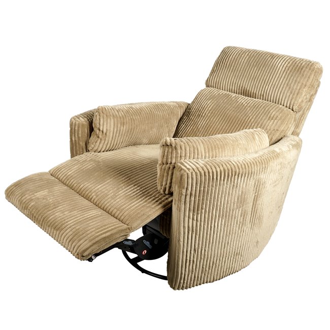 Electric recliner/rocking chair Hoka 02, light brown, rotatable 180 degrees, H89-106x101x98-168cm, seat height 50-57cm