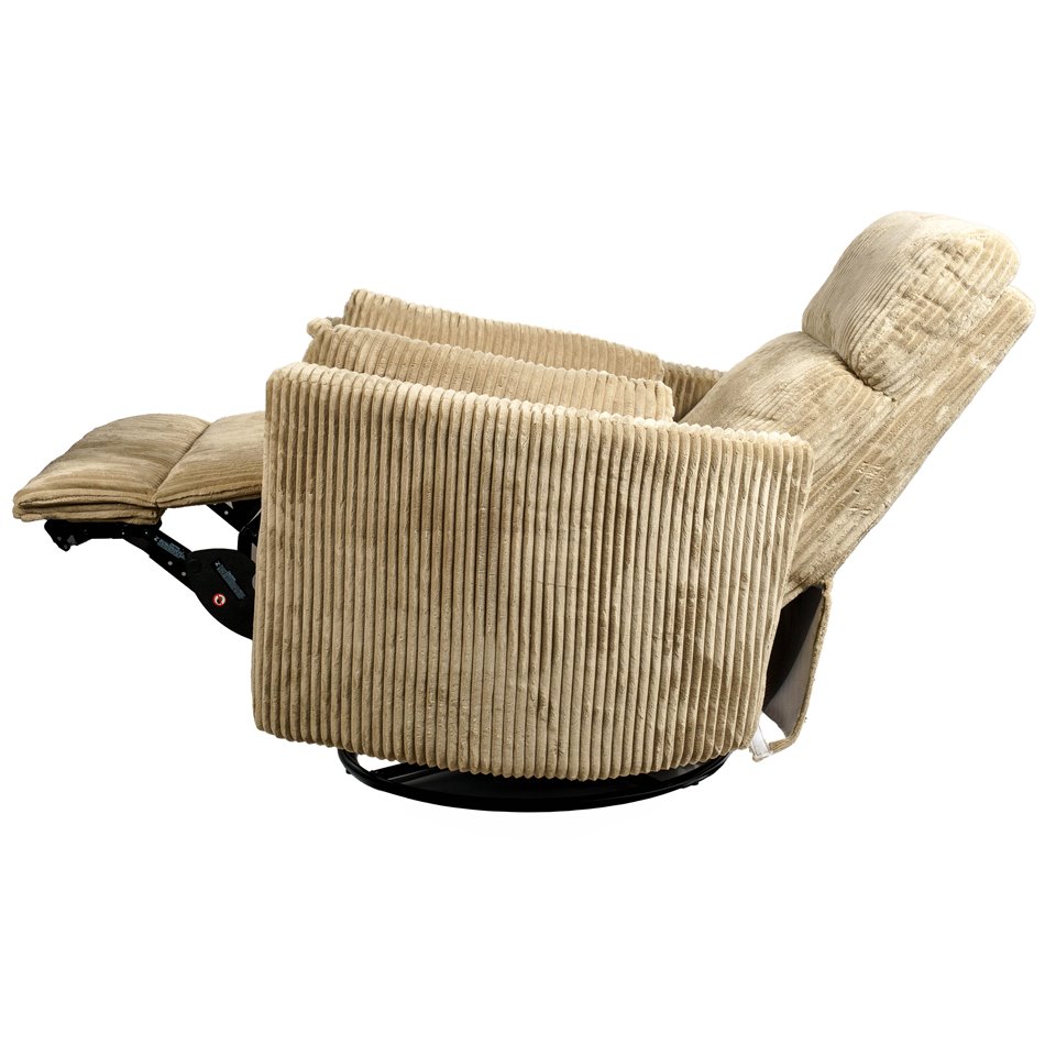 Electric recliner/rocking chair Hoka 02, light brown, rotatable 180 degrees, H89-106x101x98-168cm, seat height 50-57cm