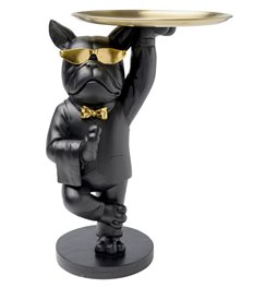 Side table Cool Buldog tray, black/gold color, H56x39x34cm