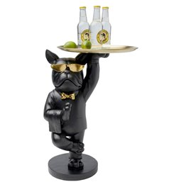 Šoninis staliukas Cool Buldog tray, juoda/auksinė sp., H56x39x34cm