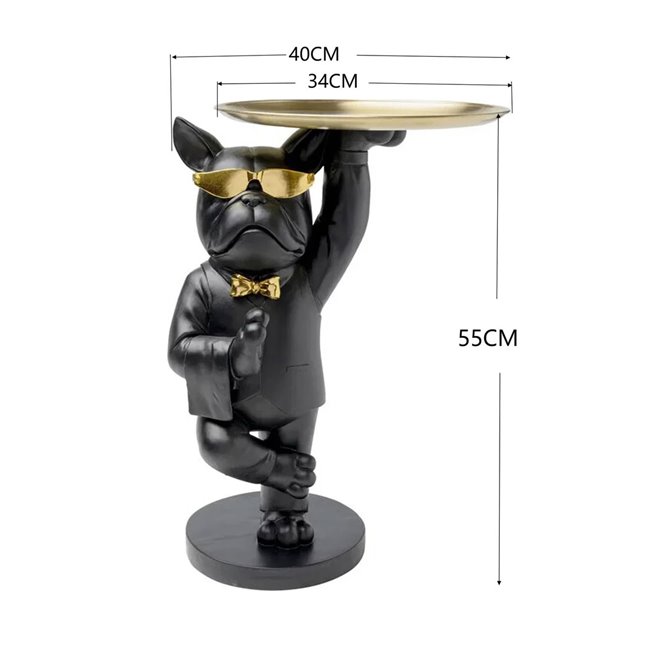 Приставной столик Cool Buldog tray, черный/золотой цвет, H56x39x34cm