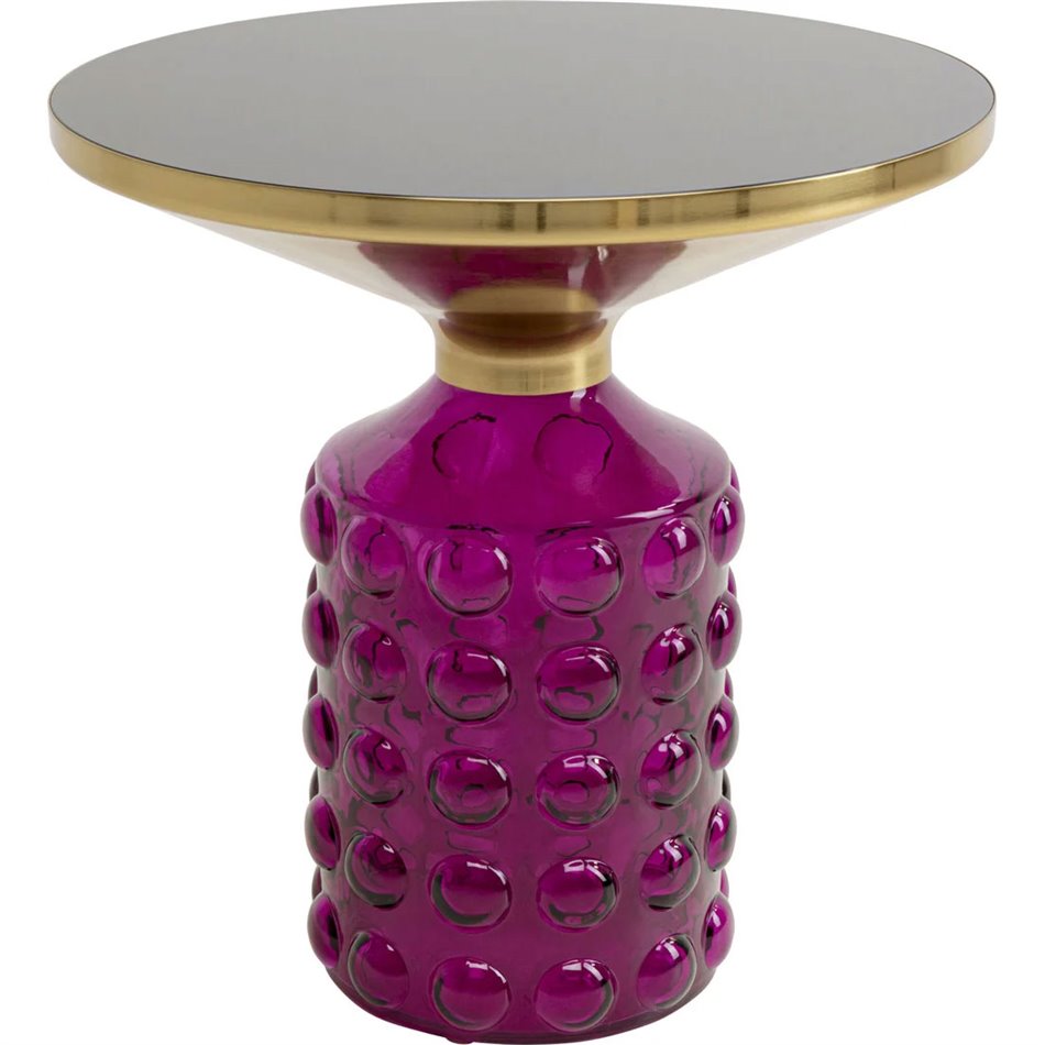 Side table Lola Purple, metal/glass, D50cm H52cm