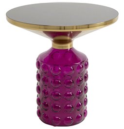 Side table Lola Purple, metal/glass, D50cm H52cm