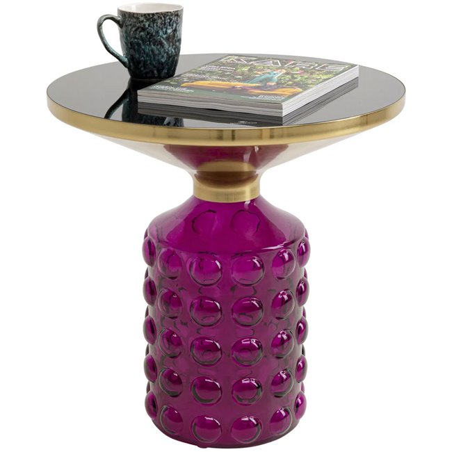 Side table Lola Purple, metal/glass, D50cm H52cm