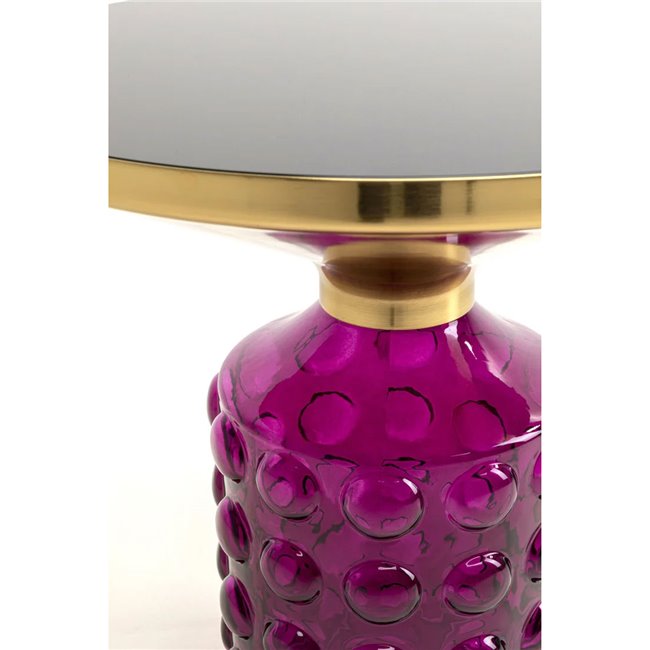 Side table Lola Purple, metal/glass, D50cm H52cm