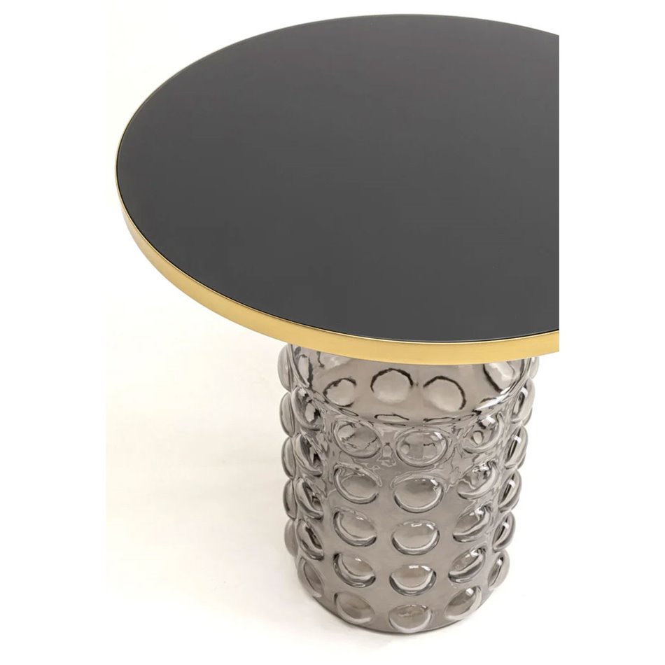 Side table Lola Smoke, metal/glass, D50cm H52cm