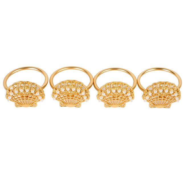 Napkin ring Paleros set of 4, gold color, H4.5x3x4cm