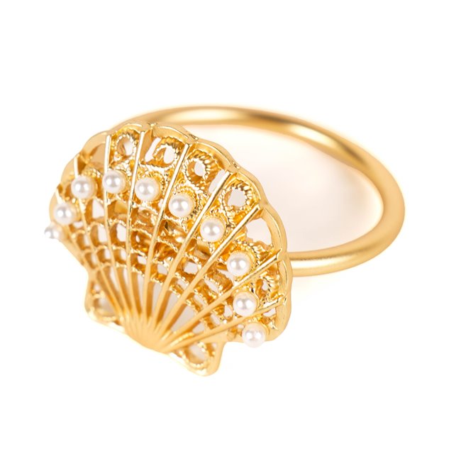 Napkin ring Paleros set of 4, gold color, H4.5x3x4cm