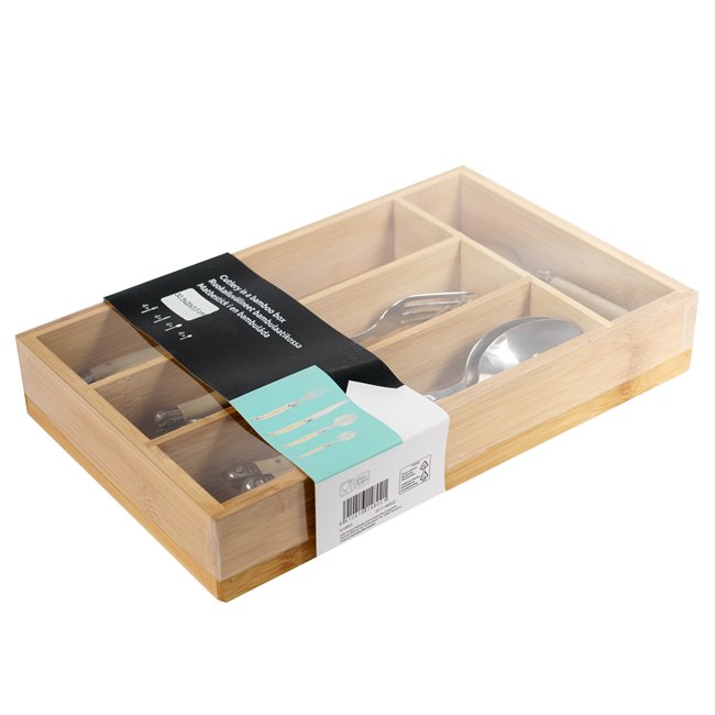 Cutlery set in Bamboo Box for 4 persons, 16 pcs., H5.5x20x30.5cm