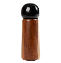 Spice grinder, wood/marble, black/brown, H15.5cm, D5.3cm
