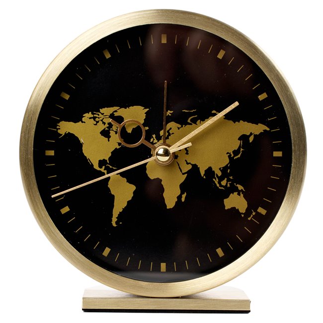 4Living Alarm clock Globe display, black/gold color, H12x11.5x3.5cm