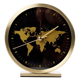 Žadintuvas Globe, juoda/auksinė sp., H12x11.5x3.5cm