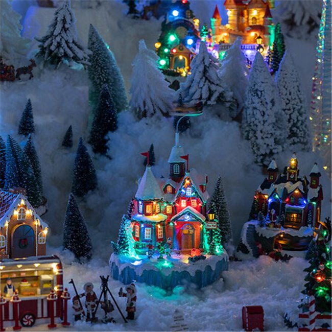 X-mas decor Luminous village Santa's house, 22 LED 4.5V, H34.5x23x21cm