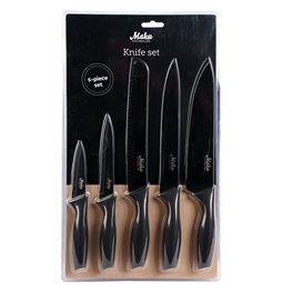 Kitchen Knife Set 5pcs Steel, black, 41x24x3cm