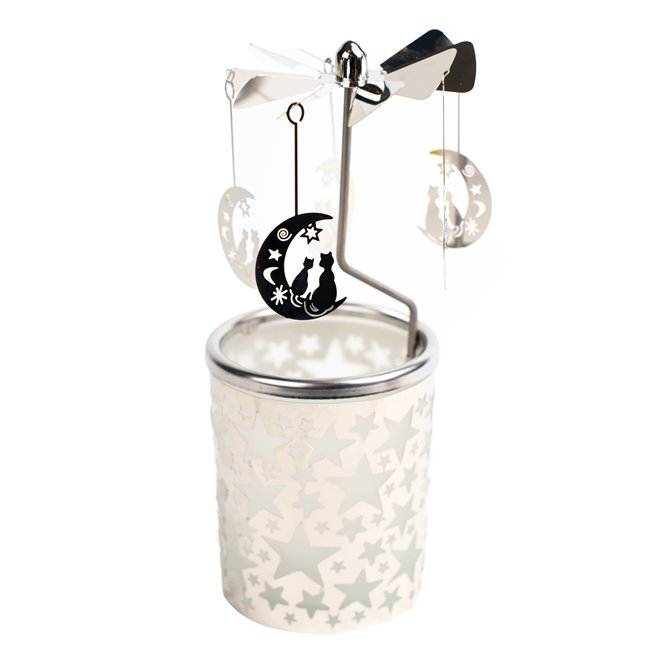 Lantern with metal top half Moon, H15cm, D6cm