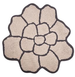 Bathmat Flower, beige/dark gray, 75x75cm
