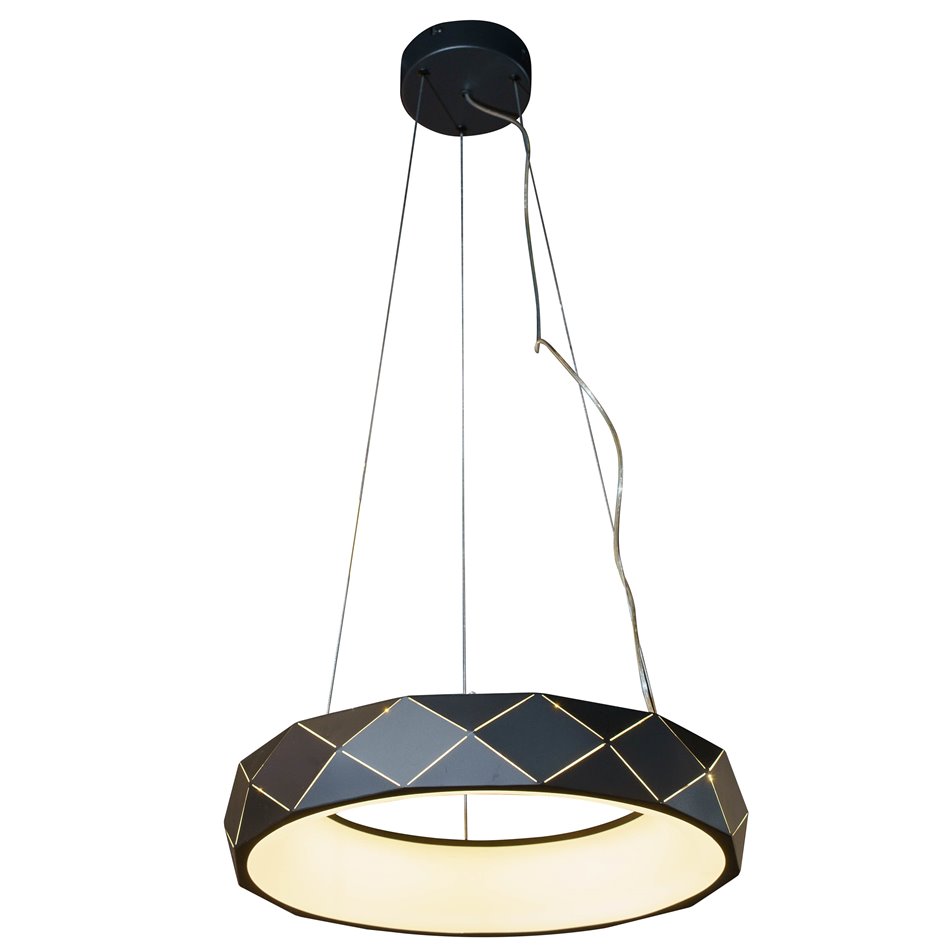 Подвесной светильник Rully black, черно-белый, H18-110cm, D50cm, LED 28.8W, 3000K, 2300lm