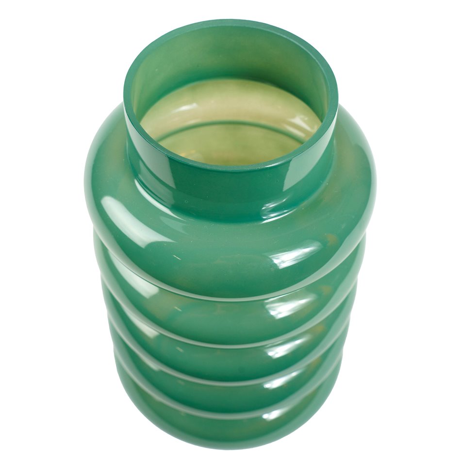 Vase Ribbo, glass, green, H25cm, D15cm