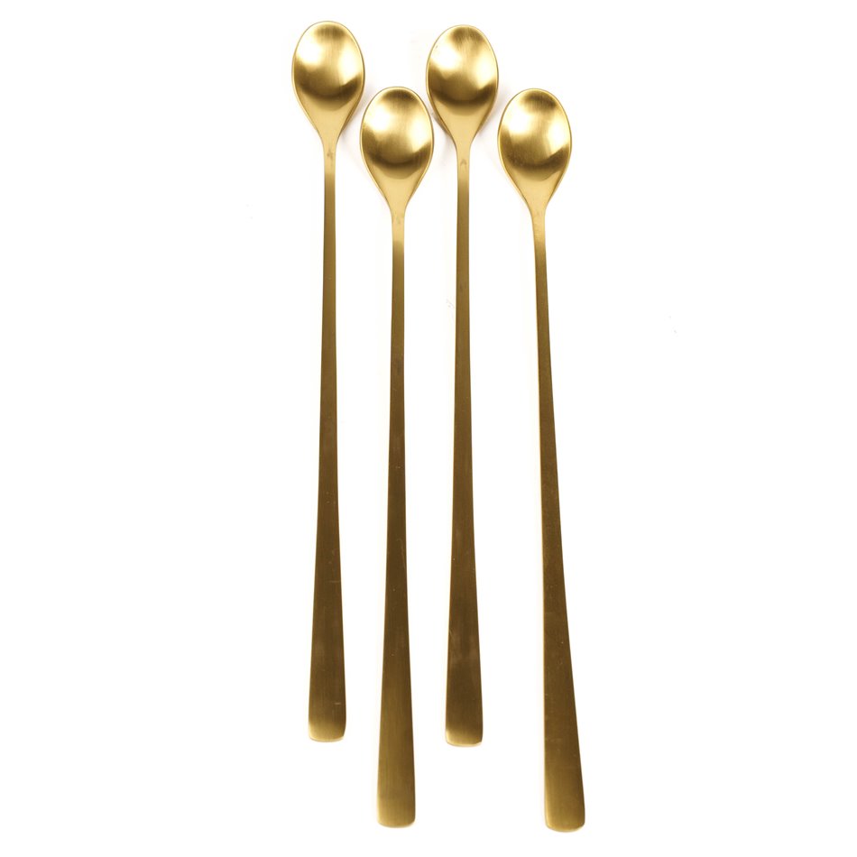 Smoothie spoon stainless steel gold 4 pcs., 26.5x2.5x0.9cm