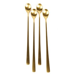 Smoothie spoon stainless steel gold 4 pcs., 26.5x2.5x0.9cm