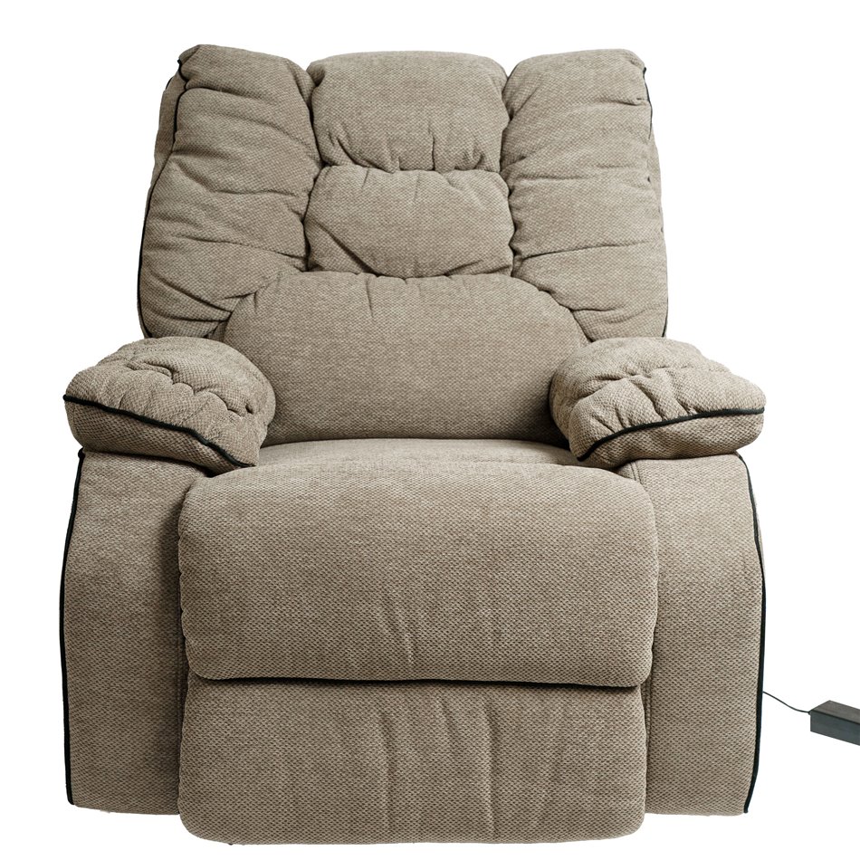 Zzz Electric recliner/rocking chair Hohenberg, brown, rotatable 210 degrees, H84-106x96x105-170cm