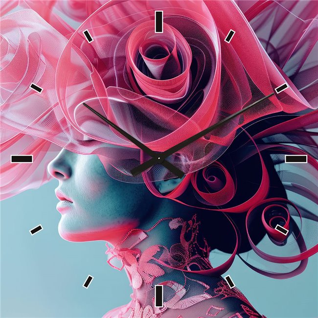 Painting wall clock Wonderful woman, 60x60cm