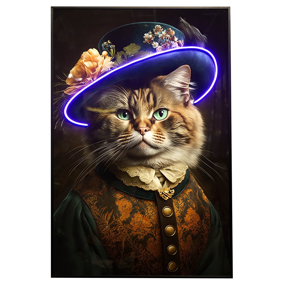 Стеклянная картина Catman с LED, 80x120x3.5cm