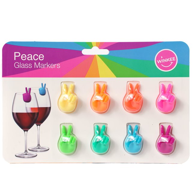 Glass marker set Peace, 8 pcs., silicone, H20x13x0.7cm