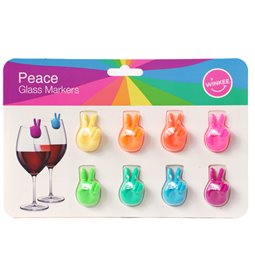 Glass marker set Peace, 8 pcs., silicone, H20x13x0.7cm