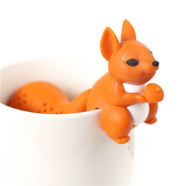 Tea infuser Squirell, orange/white, silicone, H12x3.5x9cm