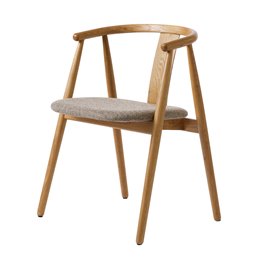 Armchair Nolio 36, oak wood, taupe/natural, H76.6x52x59cm