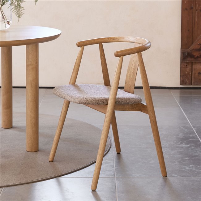 Armchair Nolio 36, oak wood, taupe/natural, H76.6x52x59cm