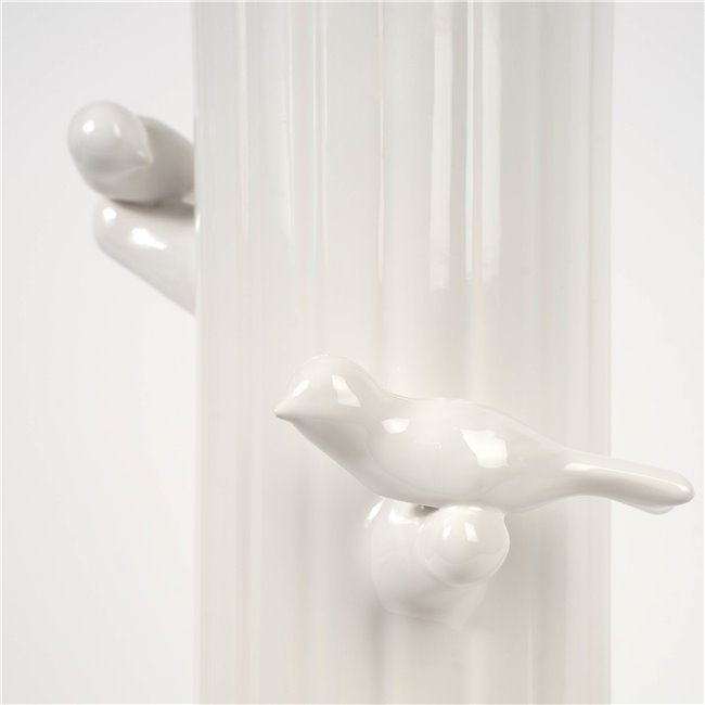 Vase Birds on bark XL, white, H43.5x12.5x12.5cm